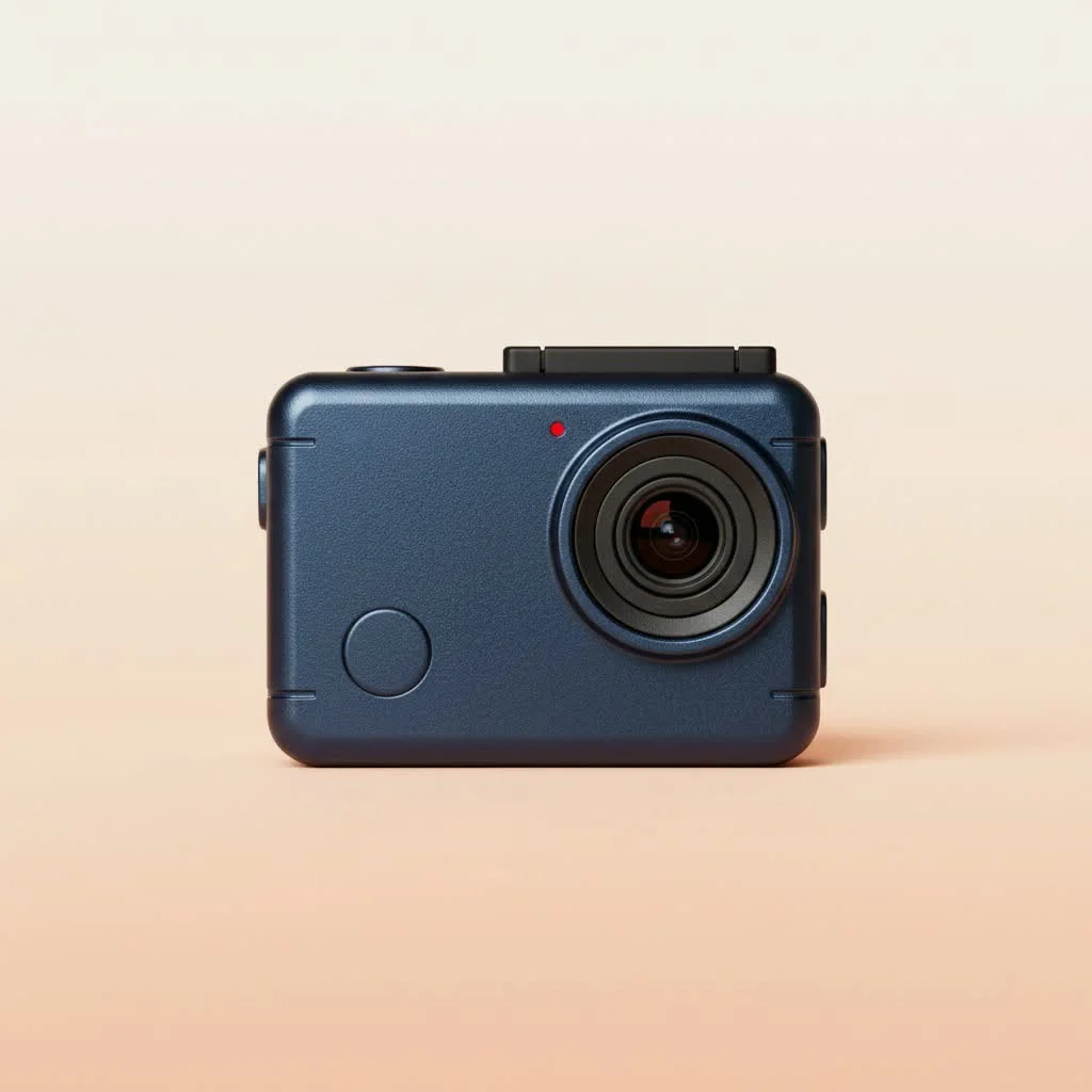 Motorcyclist riding with an action camera mounted on their helmet