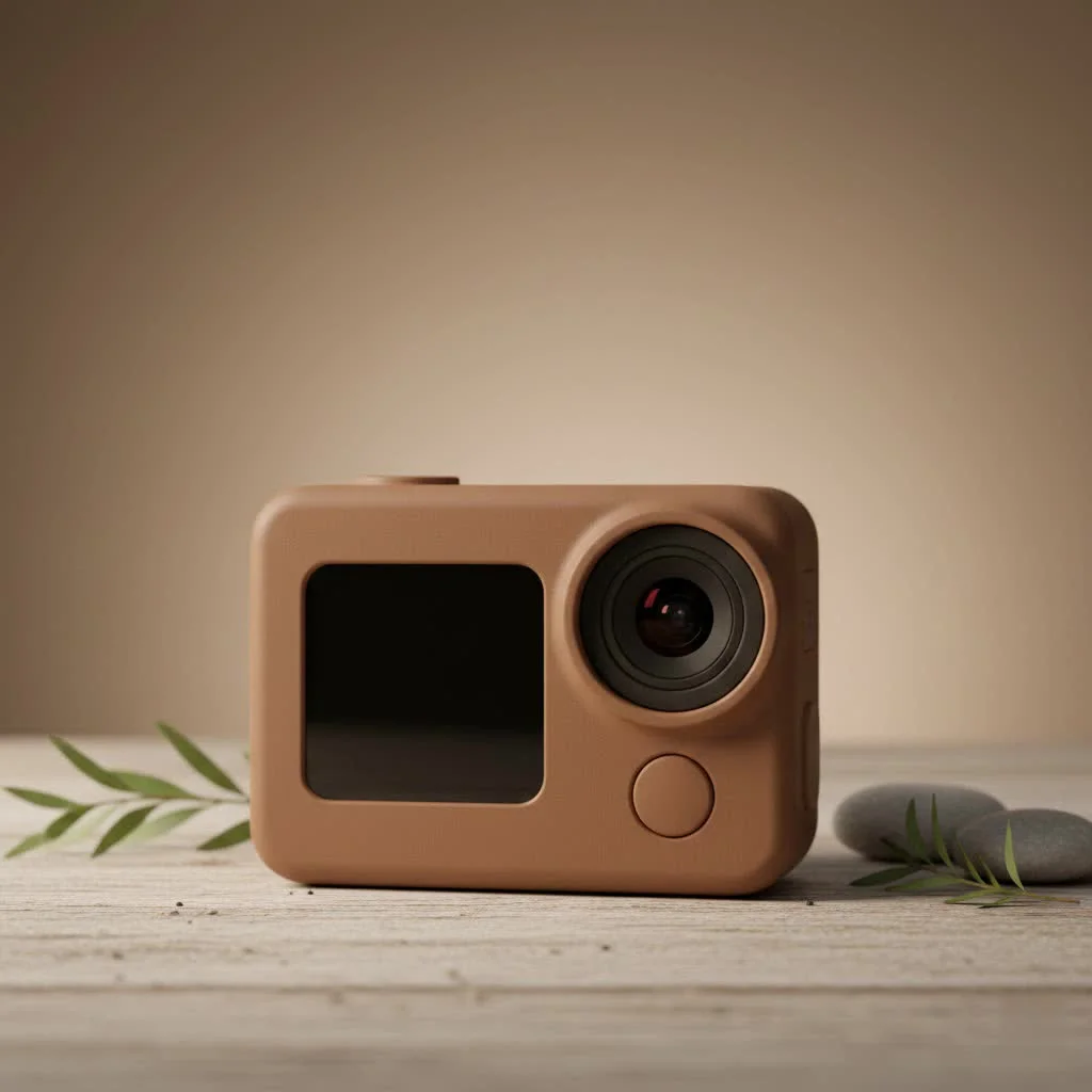 Person filming with a 4K action camera