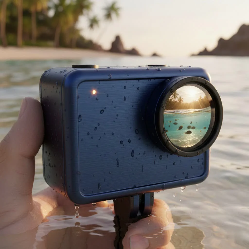 GoPro Hero action camera capturing a scenic outdoor adventure