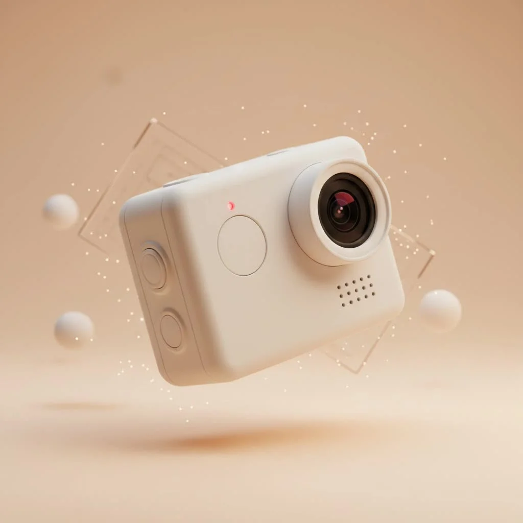 Person mountain biking with a 4K Ultra HD action camera mounted on their helmet