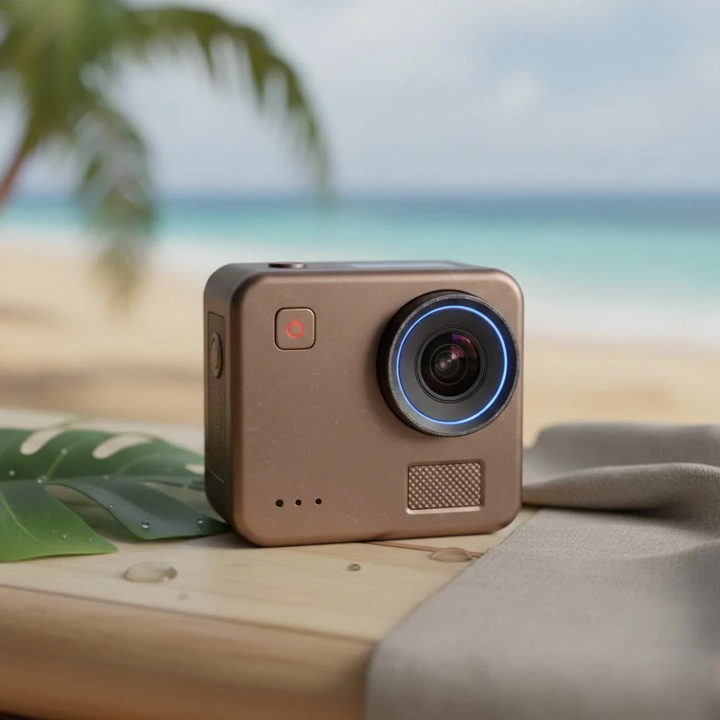 Nikon KeyMission 360 action camera on a tripod