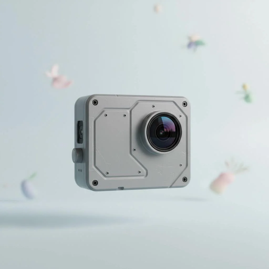 Action camera capturing a night scene
